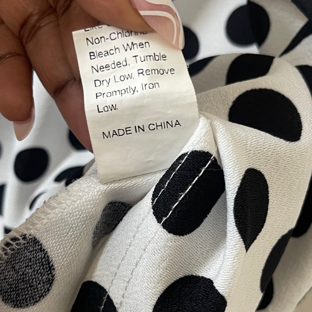 H&M Womens Dress Size XS White and Black Polkadots Ruffled Fit & Flare - Picture 8 of 11